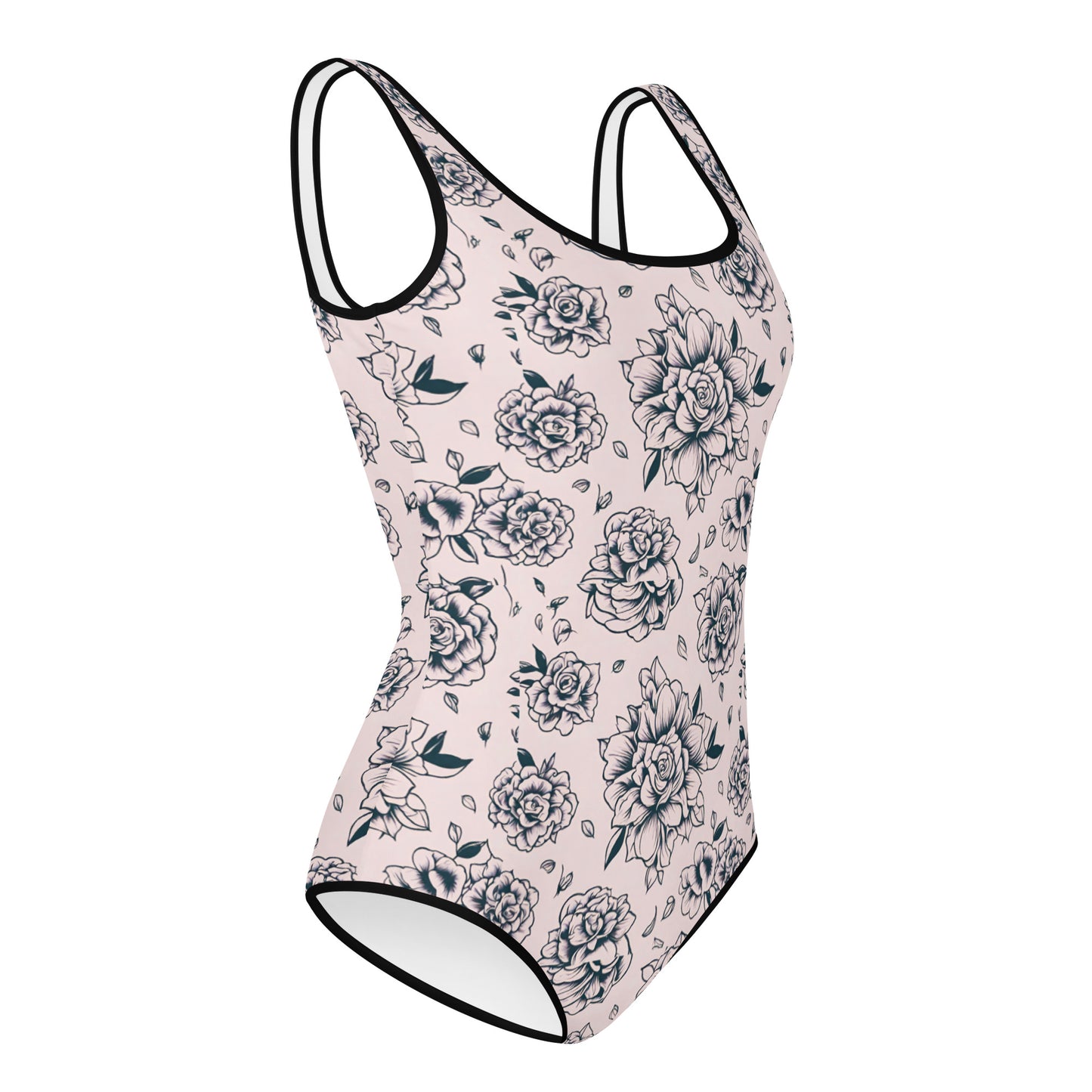 Pink Tattoo Roses Youth Swimsuit (Size 8-20)