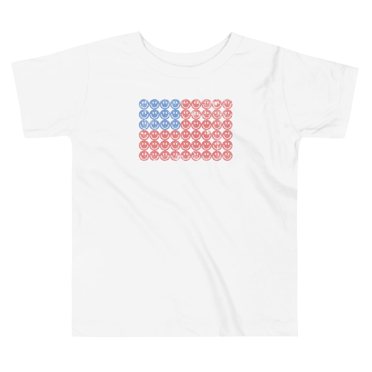 Smiley Face American Flag Toddler Short Sleeve Tee