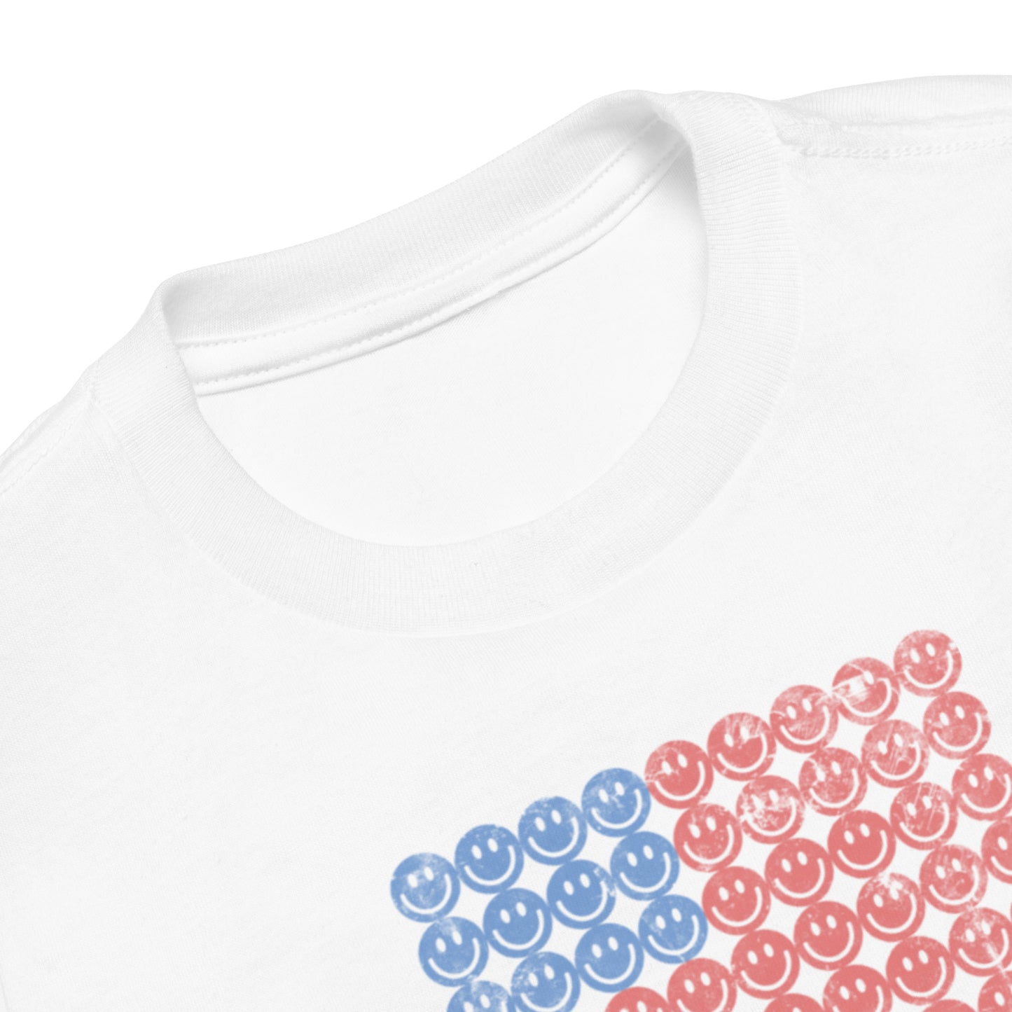 Smiley Face American Flag Toddler Short Sleeve Tee