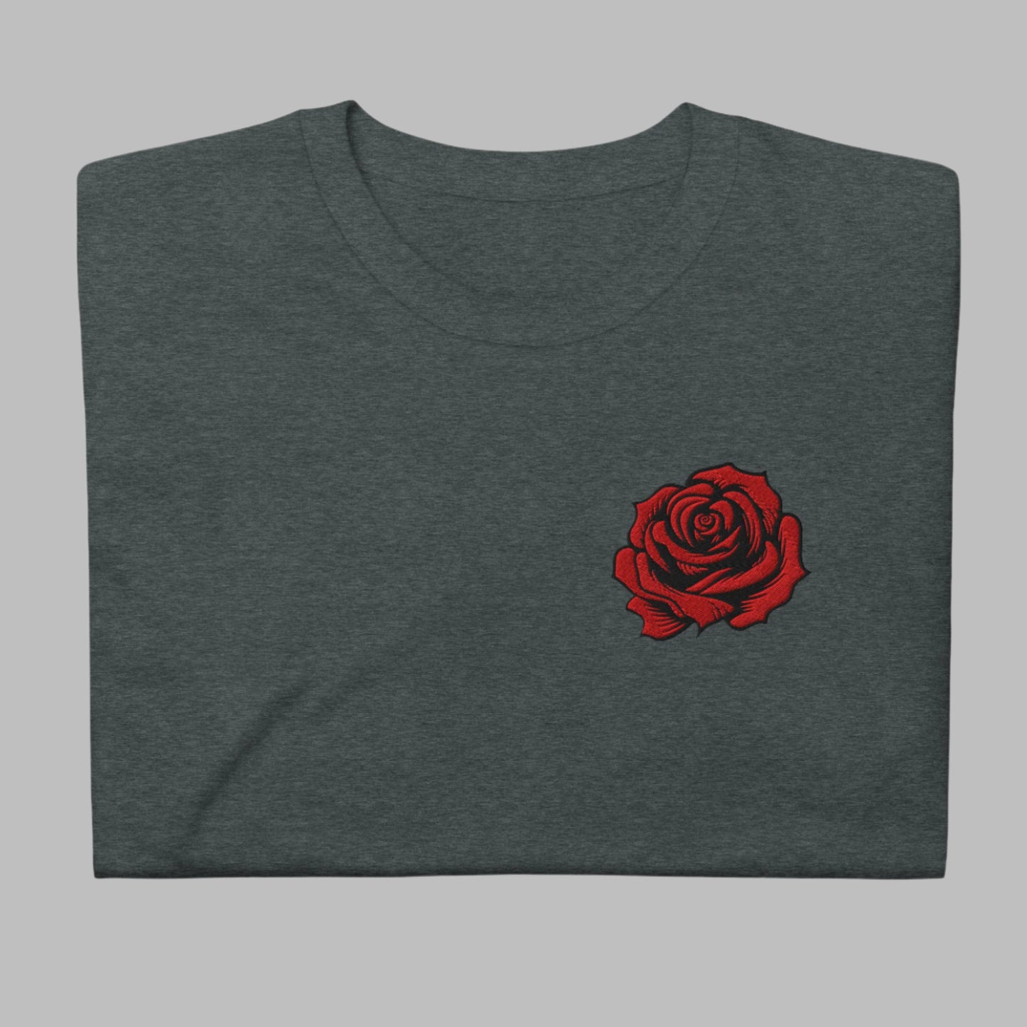 Image: A classic red rose blooms in embroidered detail on this stylish pullover, inspired by vintage tattoo designs. The soft fabric ensures all-day comfort, making it perfect for layering in any season. Whether worn as a tribute to Pasadena’s iconic city rose parade or as an expression of floral love, this sweatshirt is a timeless staple. A perfect blend of romantic and edgy fashion, by jaecrece.