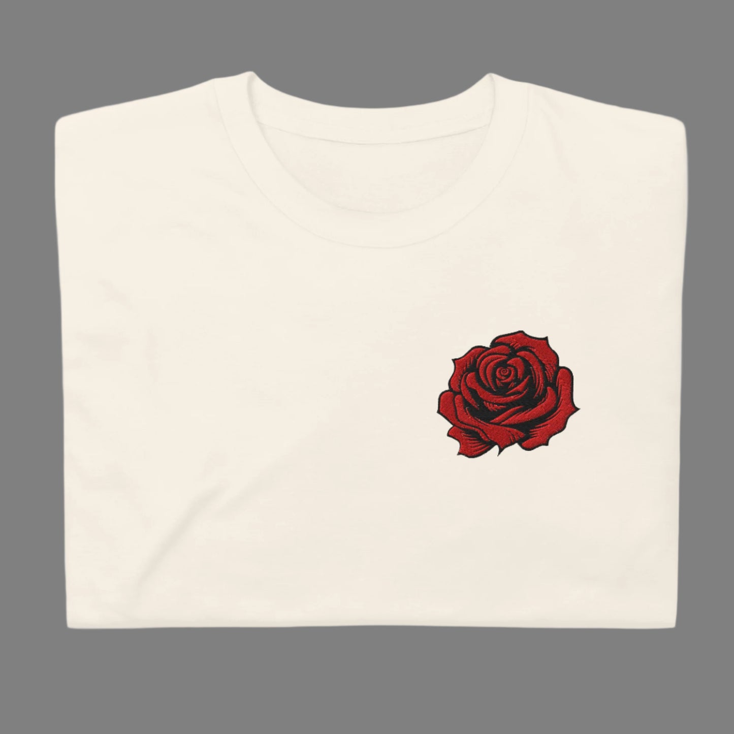 Image: A classic red rose blooms in embroidered detail on this stylish pullover, inspired by vintage tattoo designs. The soft fabric ensures all-day comfort, making it perfect for layering in any season. Whether worn as a tribute to Pasadena’s iconic city rose parade or as an expression of floral love, this sweatshirt is a timeless staple. A perfect blend of romantic and edgy fashion, by jaecrece.