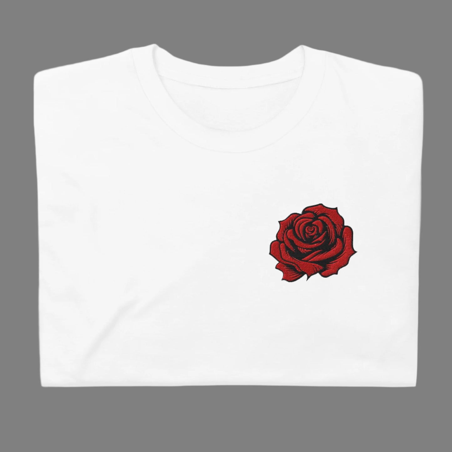 Image: A classic red rose blooms in embroidered detail on this stylish pullover, inspired by vintage tattoo designs. The soft fabric ensures all-day comfort, making it perfect for layering in any season. Whether worn as a tribute to Pasadena’s iconic city rose parade or as an expression of floral love, this sweatshirt is a timeless staple. A perfect blend of romantic and edgy fashion, by jaecrece.