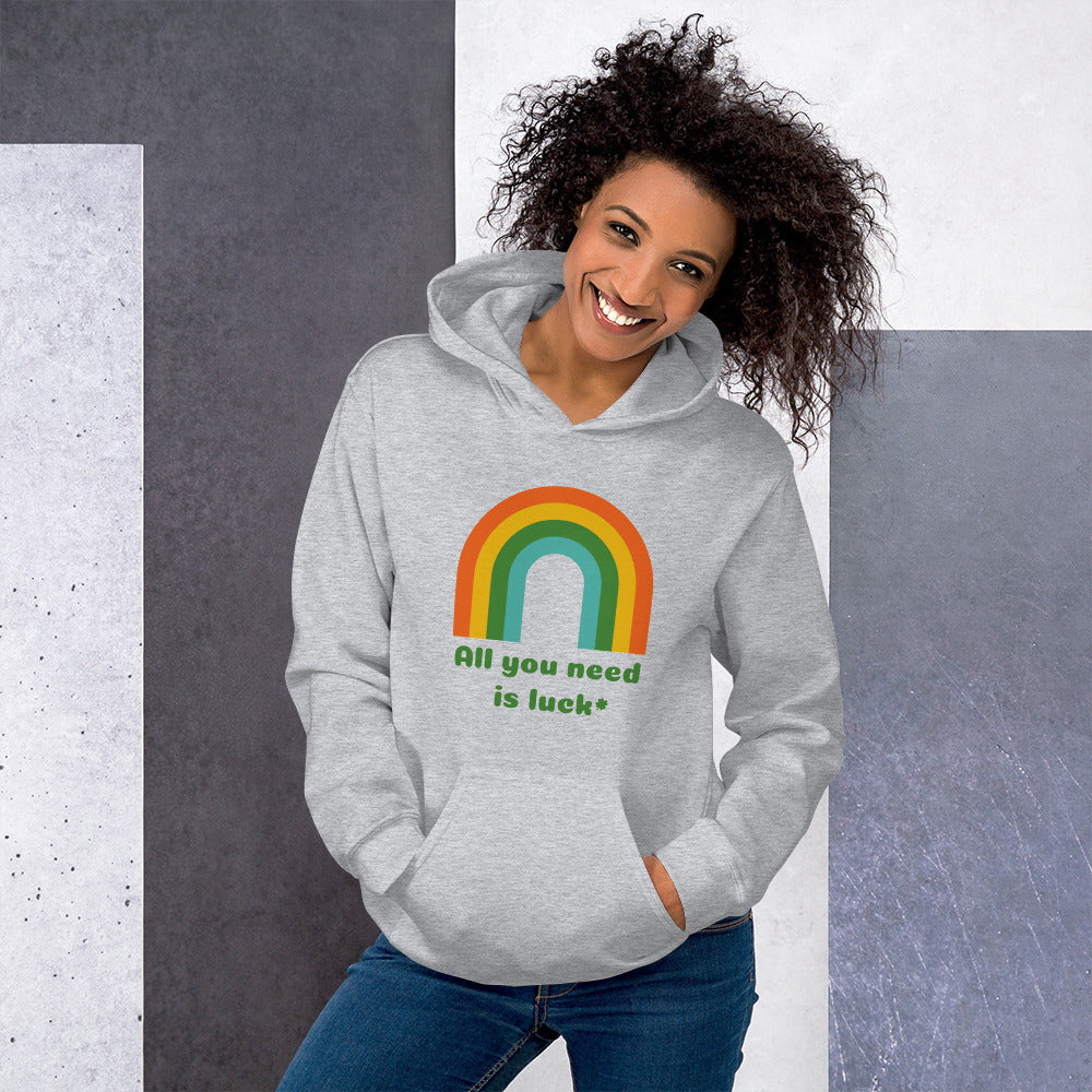 Image: St Patricks Day Sweatshirt with a retro rainbow graphic and the text All you need is Luck, St Pattys Hoodie, All You Need is Luck Adult Sweater, Good Luck Charm Clover, Family Matching Outfit, Shamrock Mommy Me, Boyfriend Crewneck, by jaecrece
