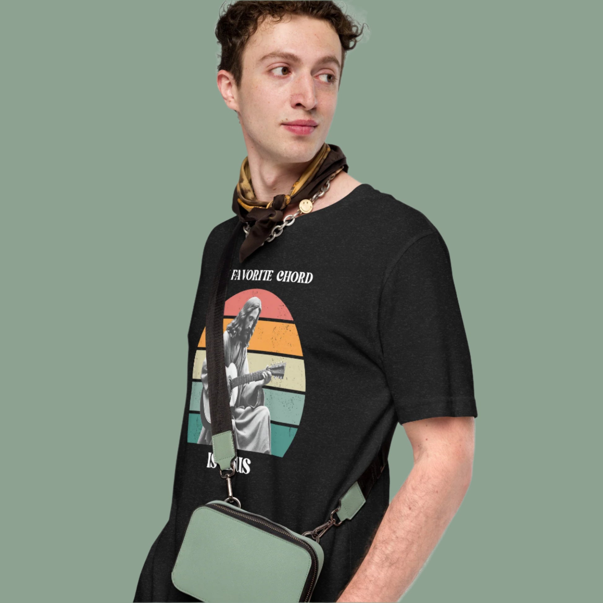 Funny worship leader t-shirt with the phrase “My Favorite Chord Is GSUS,” designed for those who lead praise with purpose. Made from breathable, pre-shrunk cotton, this unisex tee is ideal for Sunday service, band practice, or casual gatherings. A witty, faith-based addition to any worship musician’s wardrobe, available in plus sizes for inclusive comfort and style.