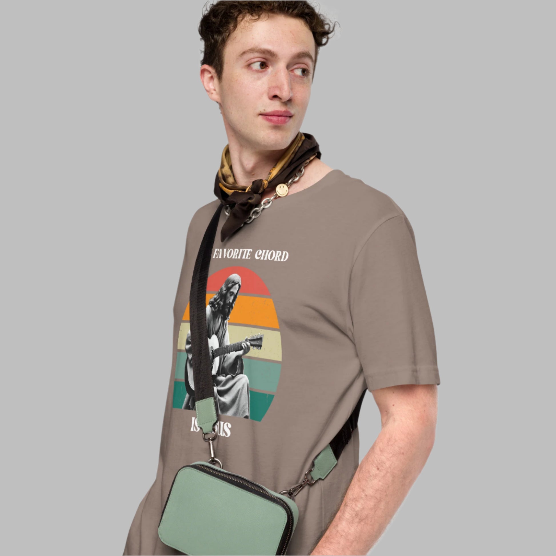 “My Favorite Chord Is GSUS” Christian music t-shirt, designed for worship leaders, choir members, and faith-based bands. This religious pun shirt is made from soft cotton and comes in unisex sizing, including plus sizes. A great gift idea for guitar players or church musicians who love sharing their faith and humor through music. Ideal for praise nights, Sunday service, or casual wear.