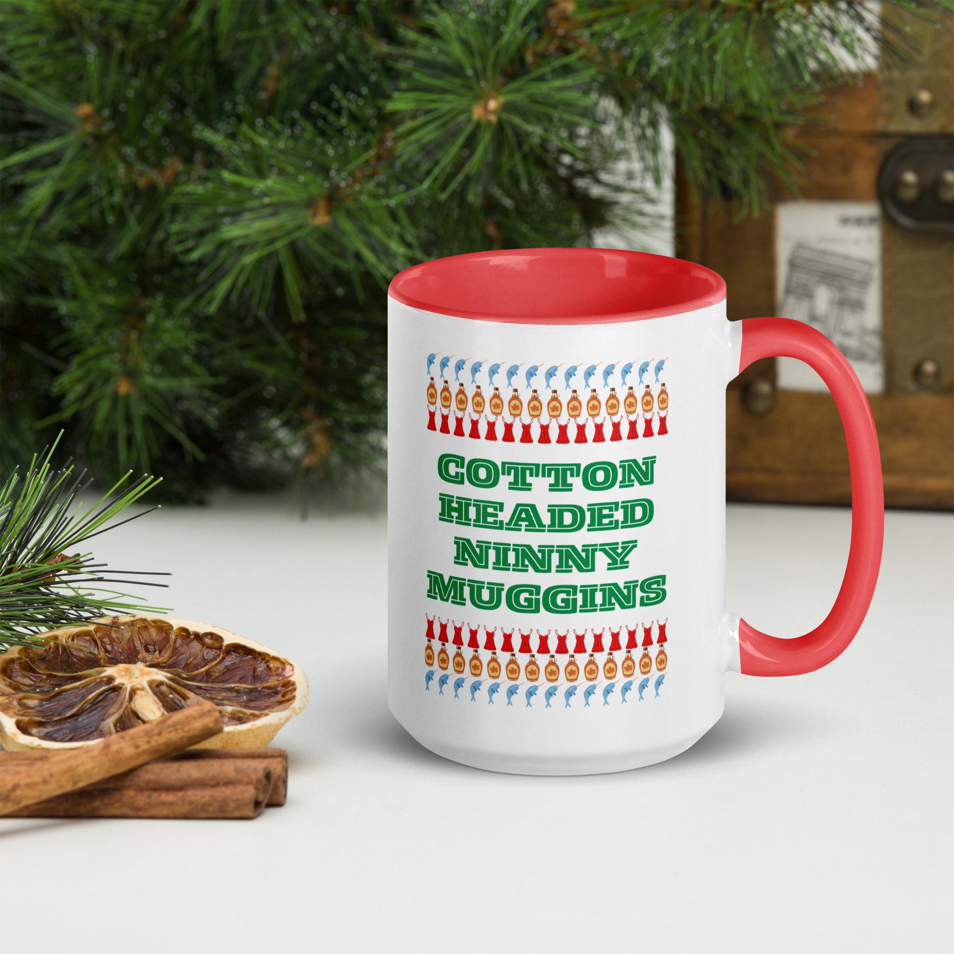 Brighten up your holiday mornings with this “Cotton Headed Ninny Muggins” 15 oz ceramic mug, complete with a colorful interior and handle. A fun, functional gift for fans of Elf, this Christmas mug is perfect for tea, coffee, or cocoa. Durable and dishwasher/microwave safe, it’s ideal for festive gifting or keeping on your own winter drink station.