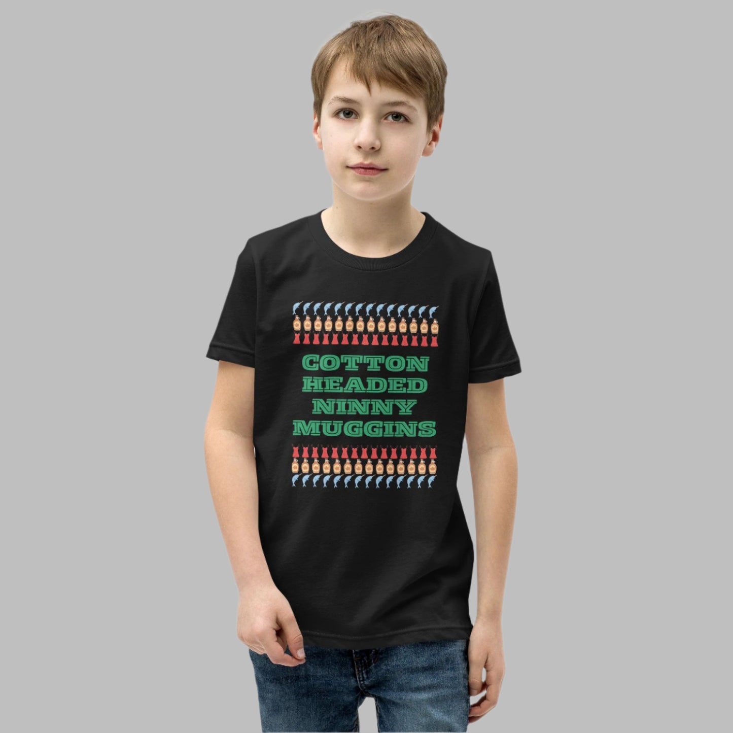 Soft and comfy kids’ holiday shirt with “Cotton Headed Ninny Muggins” quote inspired by Elf. Made from breathable cotton with a relaxed unisex fit, this youth tee is perfect for toddlers and kids who want to add humor and warmth to their festive wardrobe. Great for family gatherings, holiday parties, or as a Christmas gift for little movie fans.