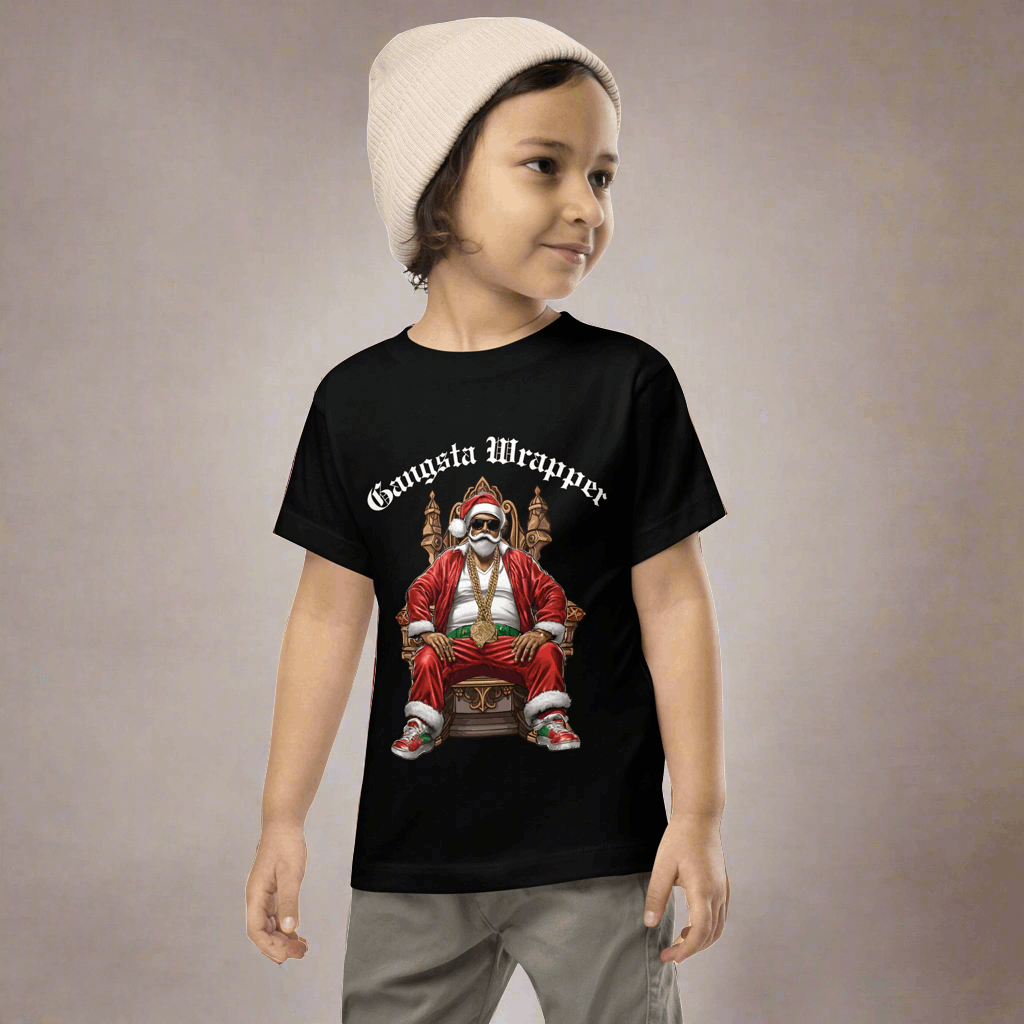 Gangsta Wrapper Santa Funny Christmas Holiday 100% cotton Unisex Toddler TShirt, by jaecrece.com