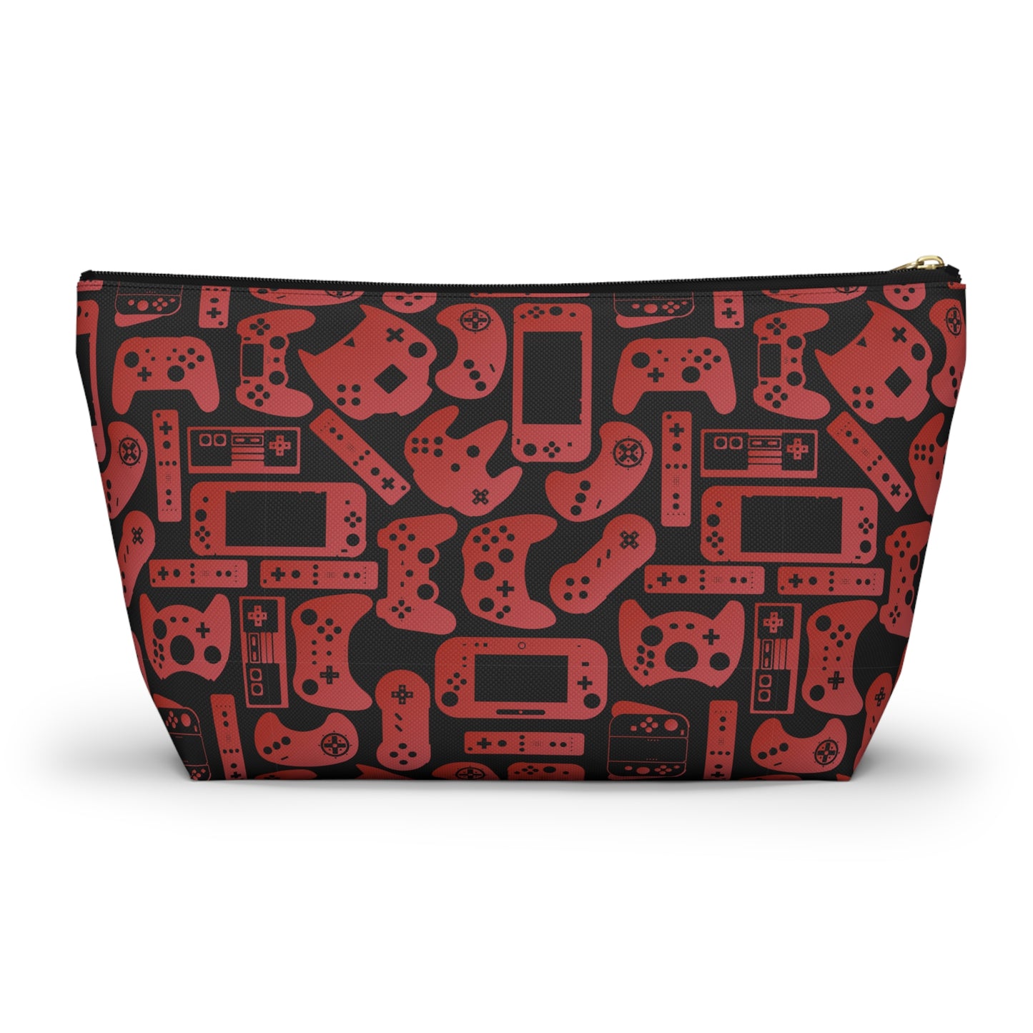 Red & Black Retro Gaming Controllers Accessory Pouch | Personalized Toiletry Bag