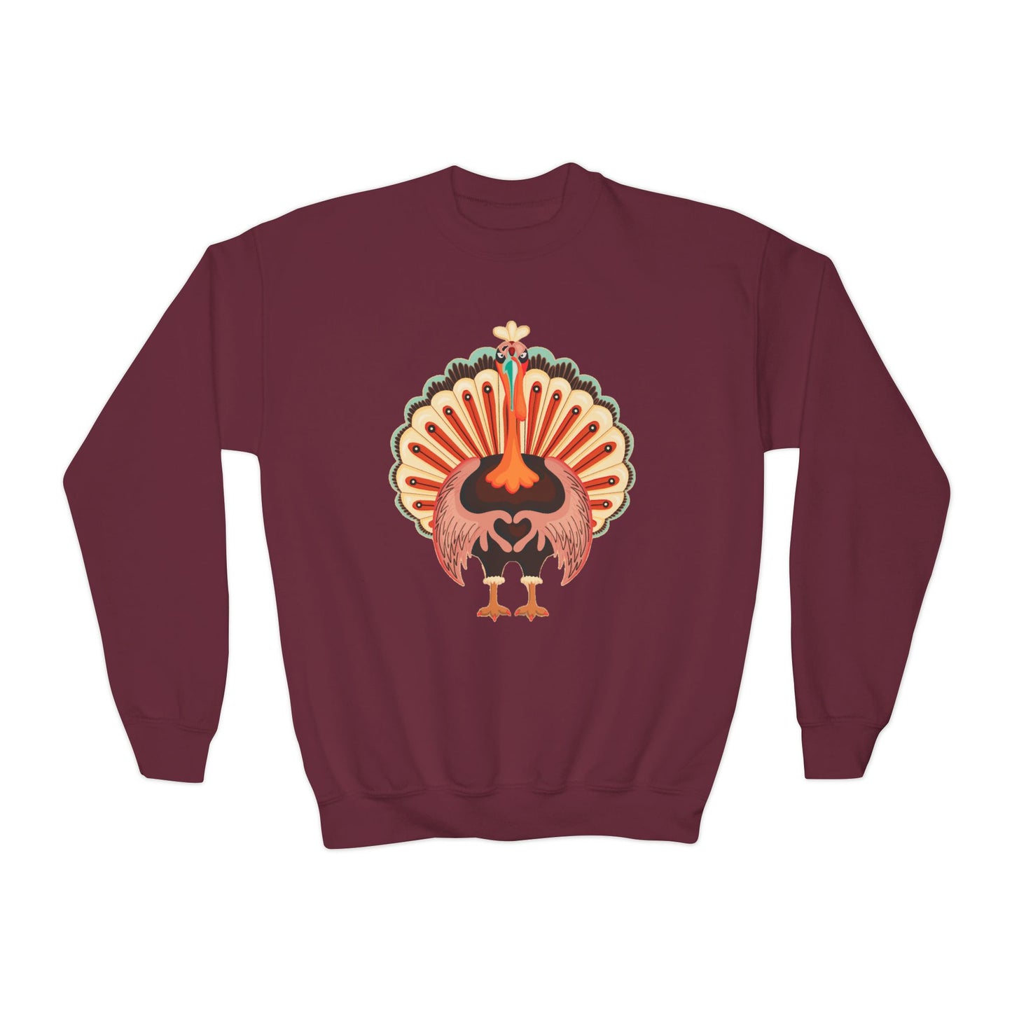 Youth Thanksgiving Turkey Sweatshirt | Cute Turkey Love Kids Crewneck