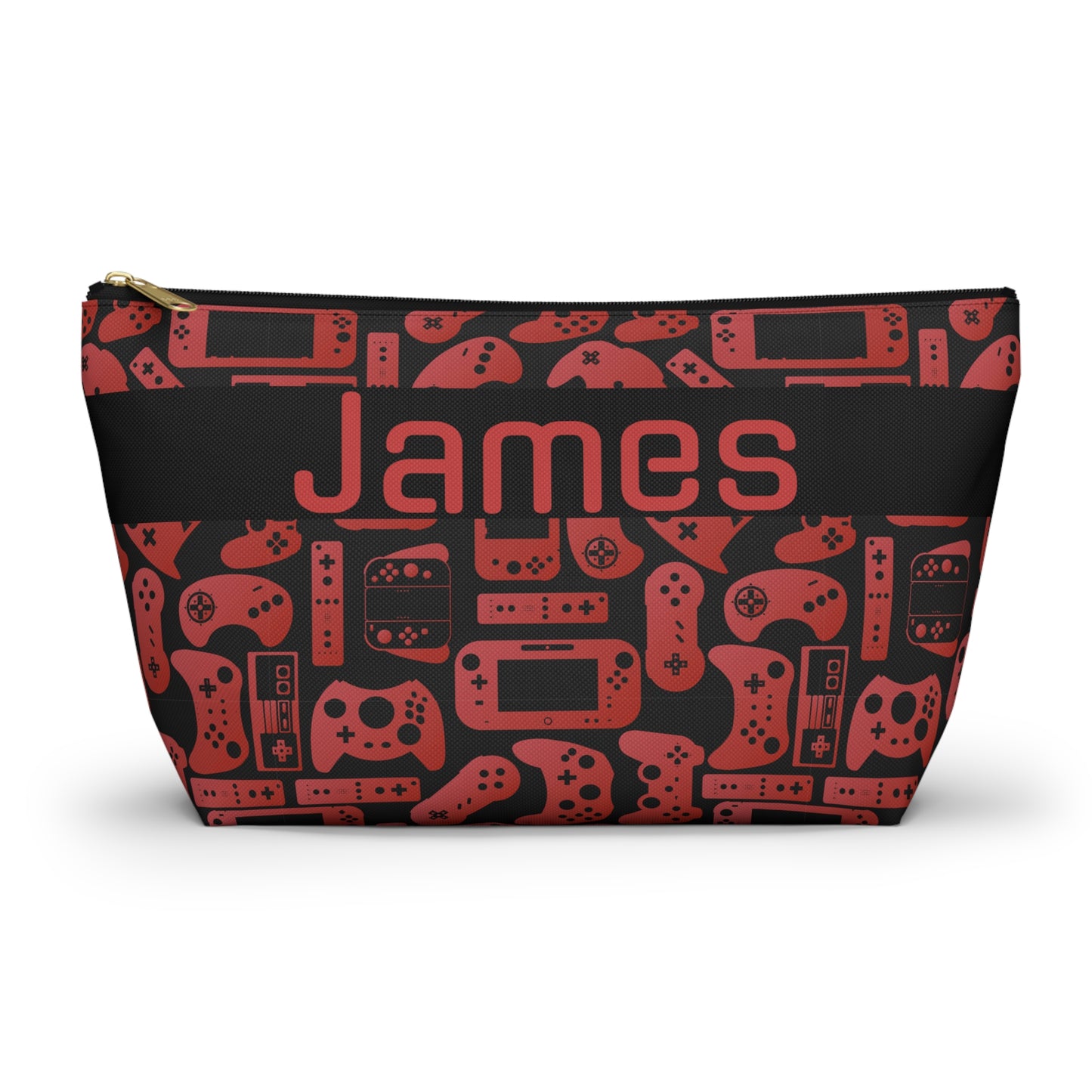 Red & Black Retro Gaming Controllers Accessory Pouch | Personalized Toiletry Bag