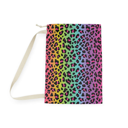 Rainbow Leopard Laundry Bag — Personalized Monogram Laundry Sack for Teens & Dorms