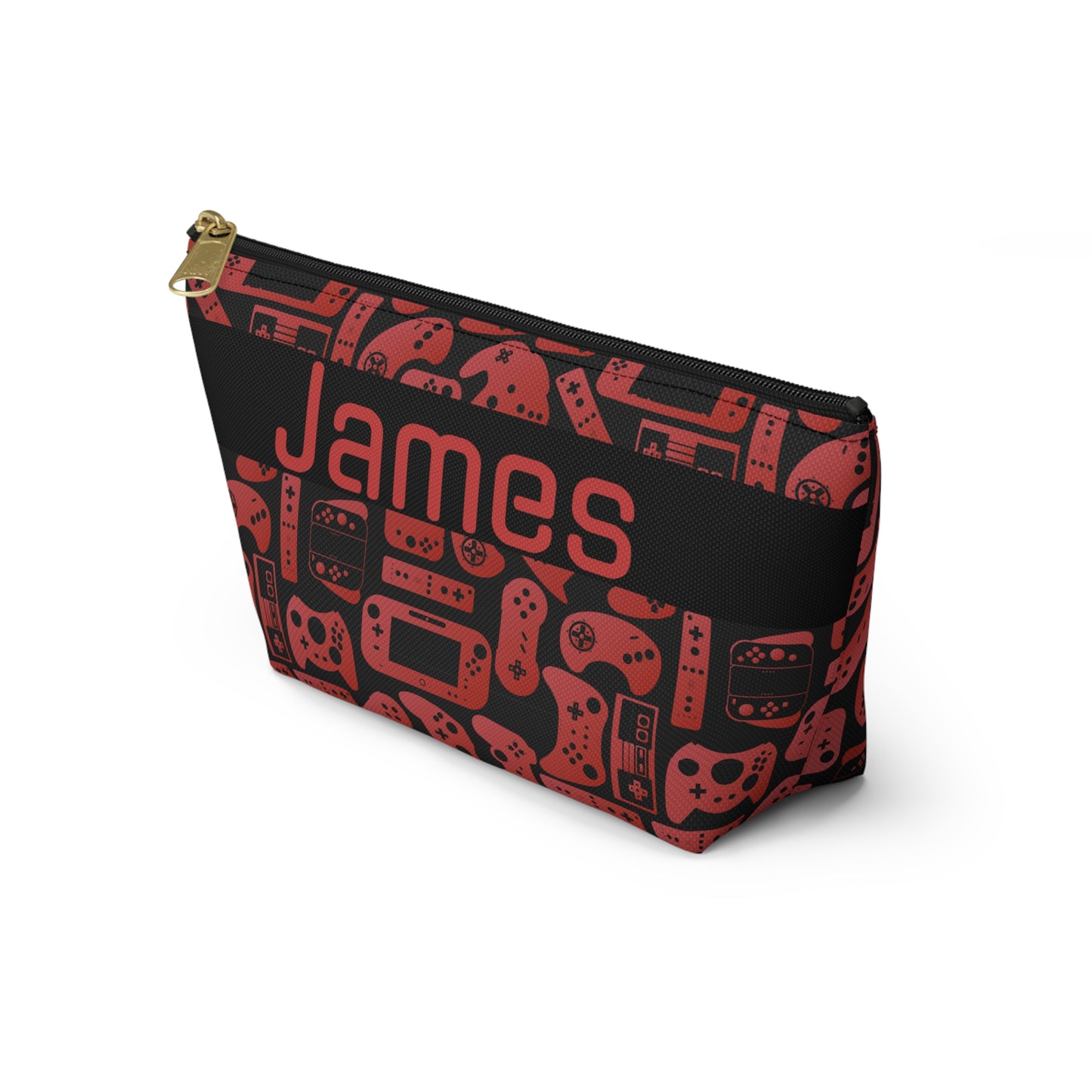 Red & Black Retro Gaming Controllers Accessory Pouch | Personalized Toiletry Bag