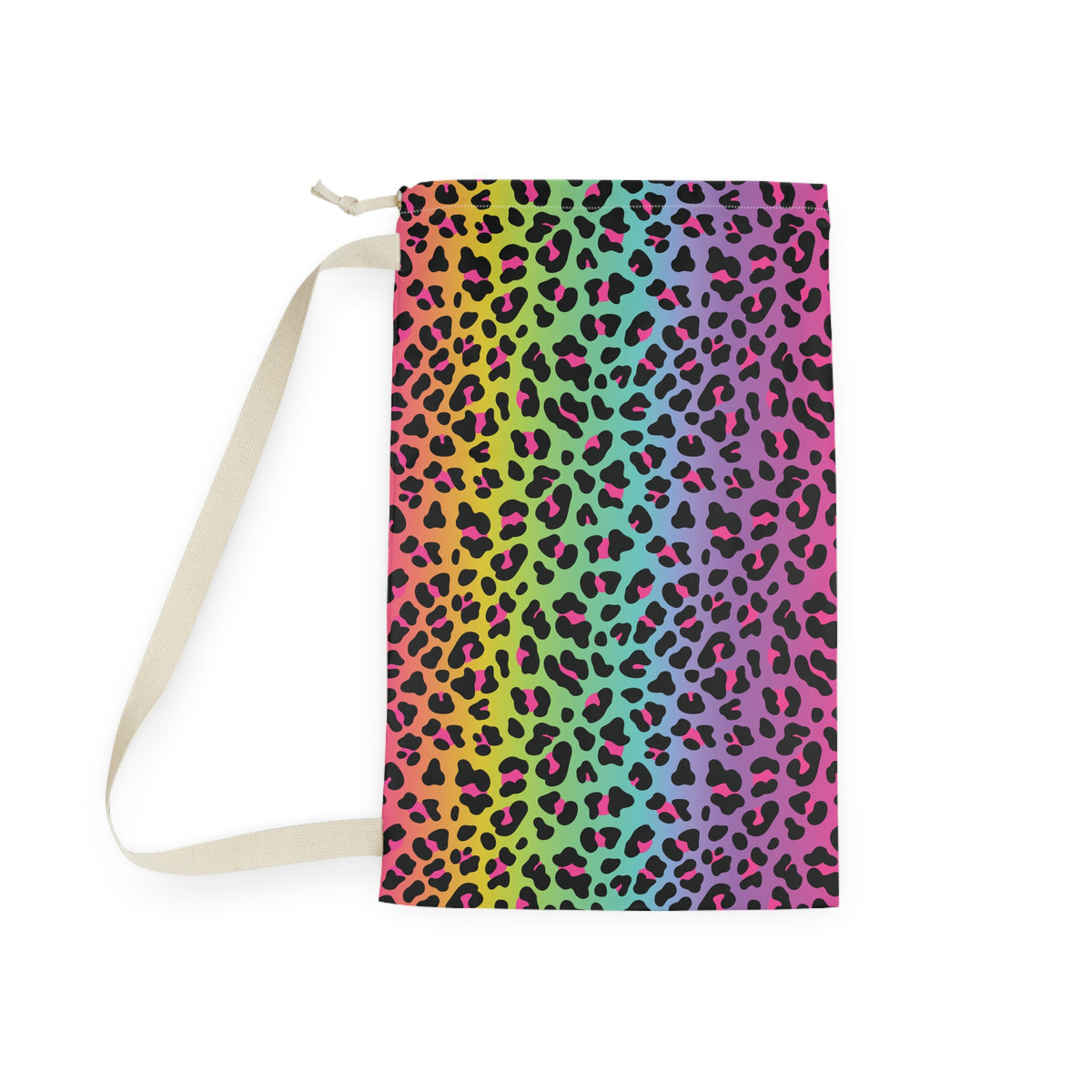 Rainbow Leopard Laundry Bag — Personalized Monogram Laundry Sack for Teens & Dorms