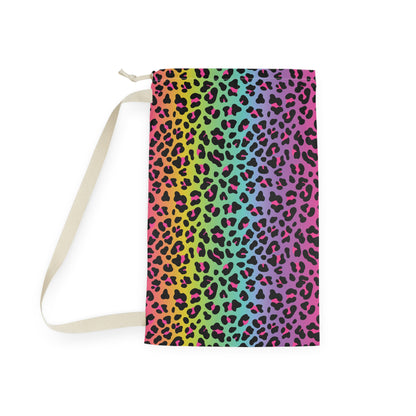 Rainbow Leopard Laundry Bag — Personalized Monogram Laundry Sack for Teens & Dorms
