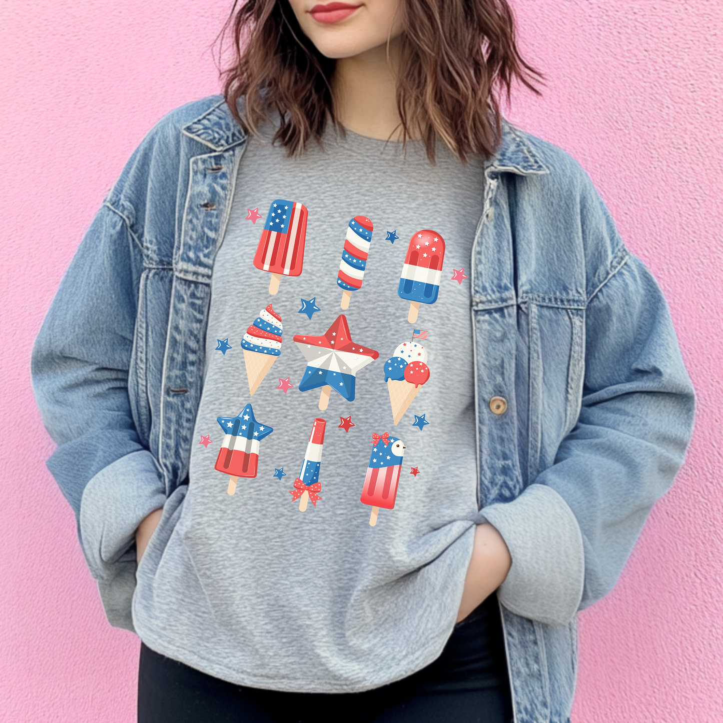 Image: This adult patriotic popsicle shirt brings together style and celebration with a cute red white and blue design. Available in sizes XS to 5XL, it is a fun and festive choice for the 4th of July, Memorial Day, or any summer event. Whether you’re hosting a backyard party or heading to a parade, this soft shirt is the perfect way to show off your American pride, by jaecrece.