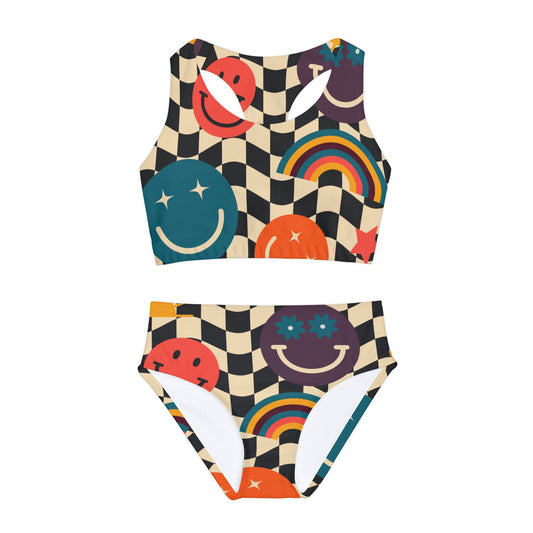 Retro Checkerboard Girls Bikini Set