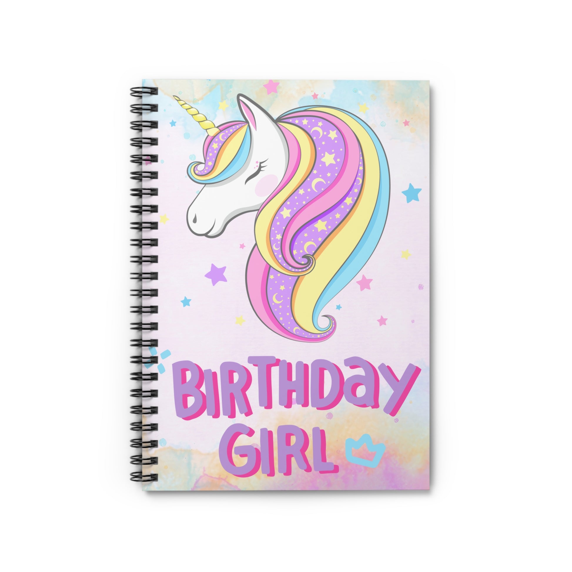 Unicorn Birthday Girl Spiral Notebook - Ruled Line - jaecrece