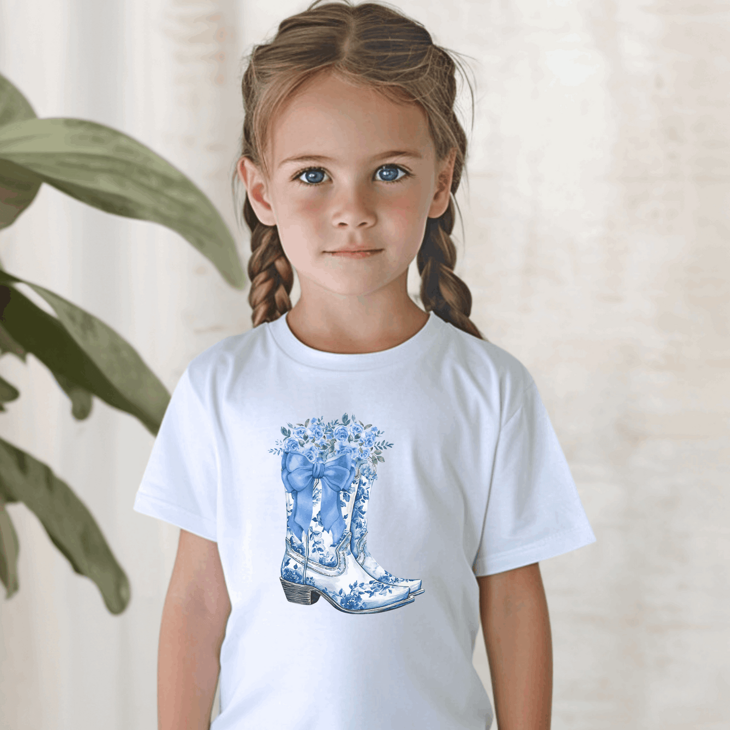 Dress your little one in this adorable Blue Toile Floral Cowboy Boots Toddler Tee, the perfect mix of vintage toile de jouy and western charm. Featuring detailed cowboy boots and blue floral accents, this toddler t-shirt is great for rodeo season, farm visits, or soft girl birthday themes. A favorite among bougie mamas and fans of the French aesthetic, this toddler western tee blends the coquette trend with playful country style.