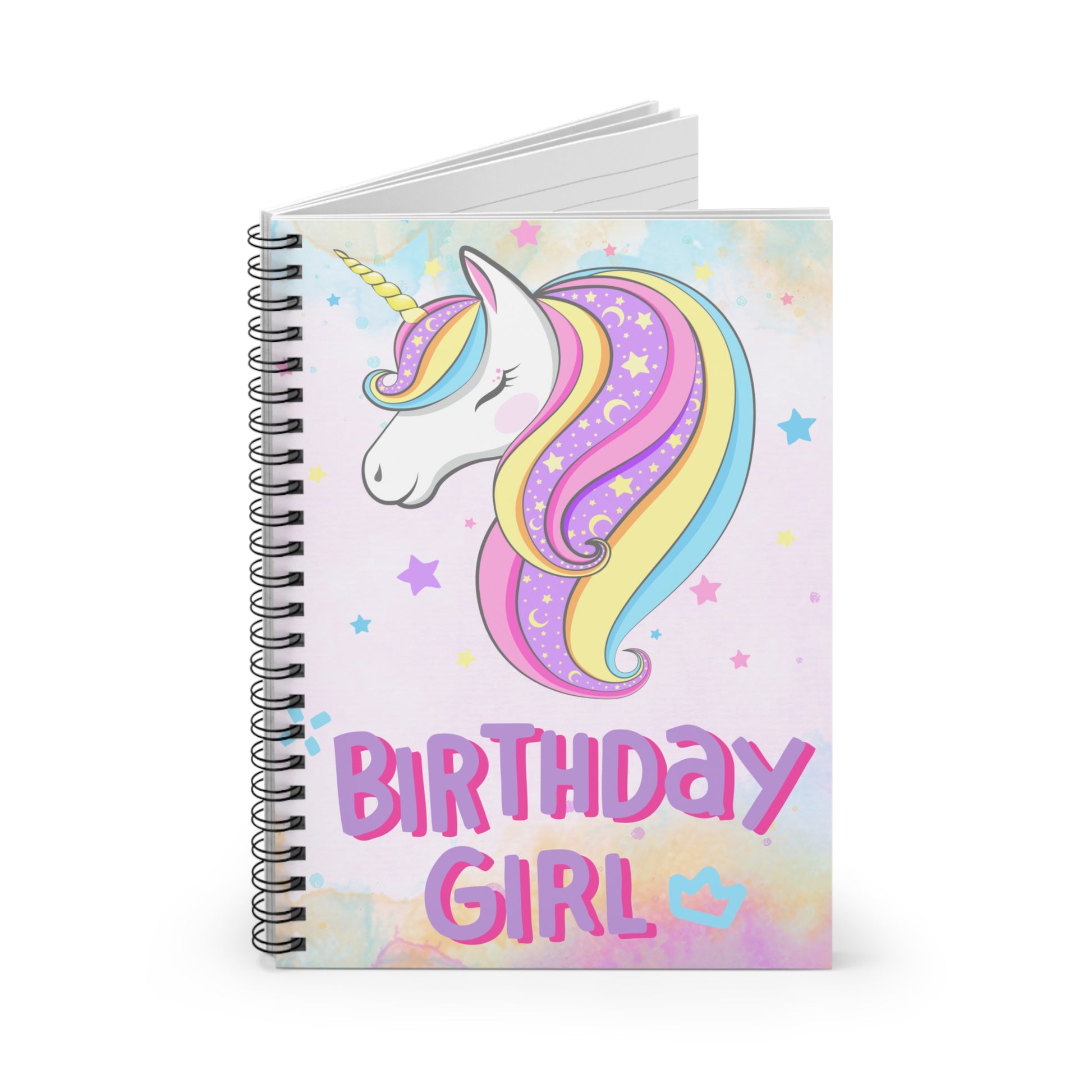 Unicorn Birthday Girl Spiral Notebook - Ruled Line - jaecrece