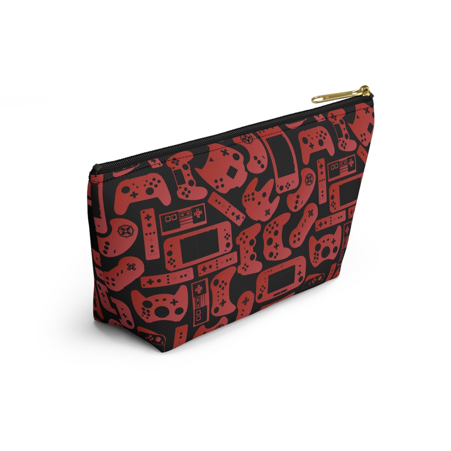 Red & Black Retro Gaming Controllers Accessory Pouch | Personalized Toiletry Bag