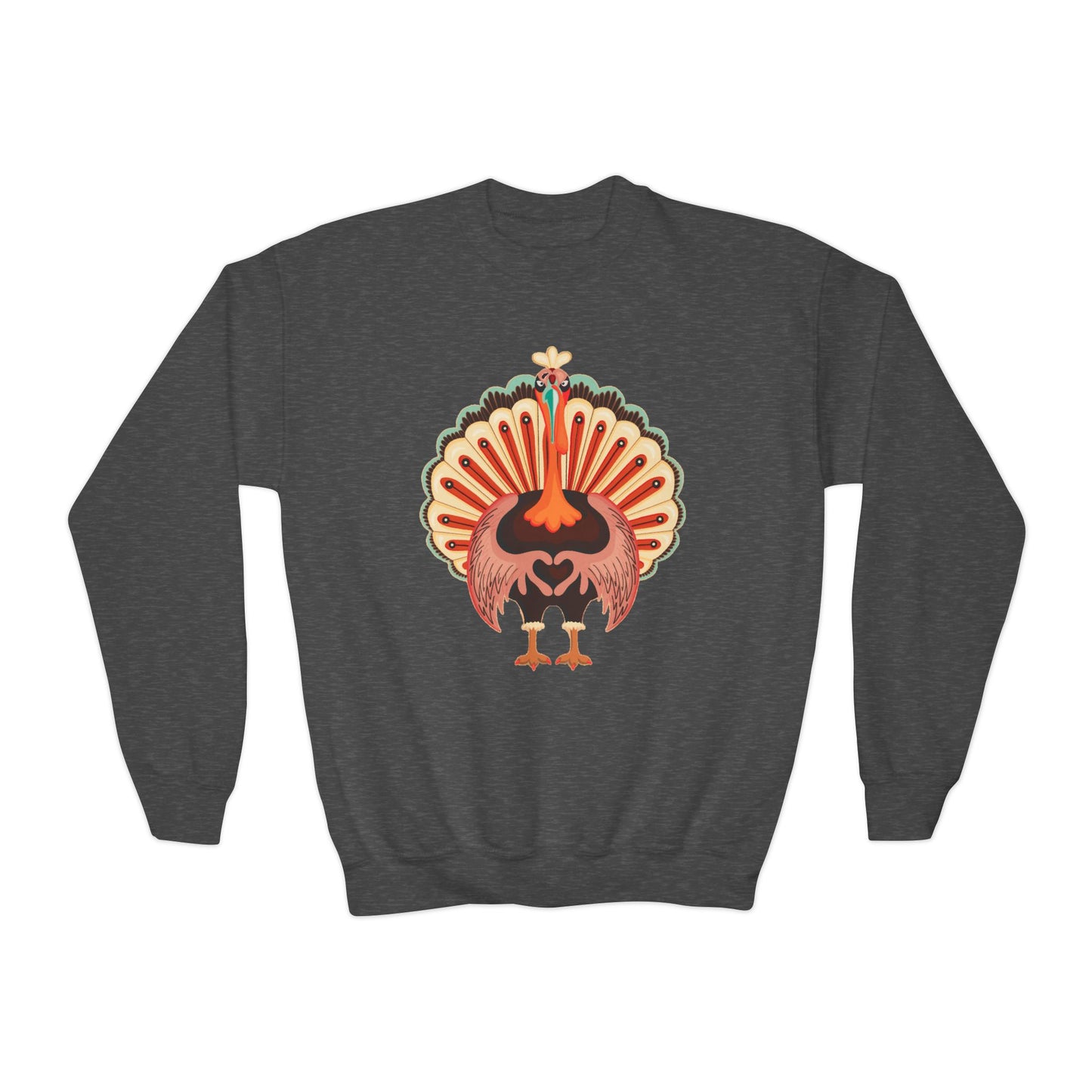 Youth Thanksgiving Turkey Sweatshirt | Cute Turkey Love Kids Crewneck