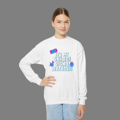 Image: Skibidi Sigma Birthday shirt for Boys and Girls. This tshirt says Hey Bro, its my Skibidi Sigma Birthday with a llama pinata and a birthday cake, by jaecrece