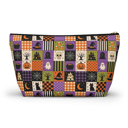 Personalized Halloween Makeup Bag, Vintage Patchwork Toiletry Pouch