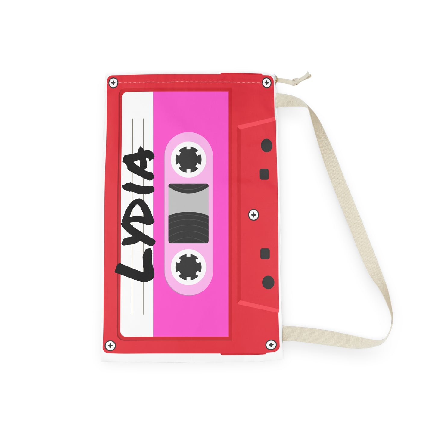 Red Cassette Tape Laundry Bag | Personalized Name Laundromat Sack
