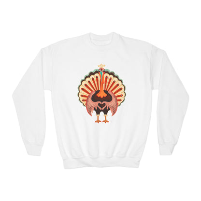 Youth Thanksgiving Turkey Sweatshirt | Cute Turkey Love Kids Crewneck