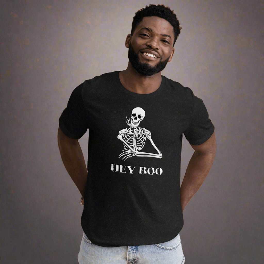 Hey Boo Skeleton Halloween Unisex t-shirt