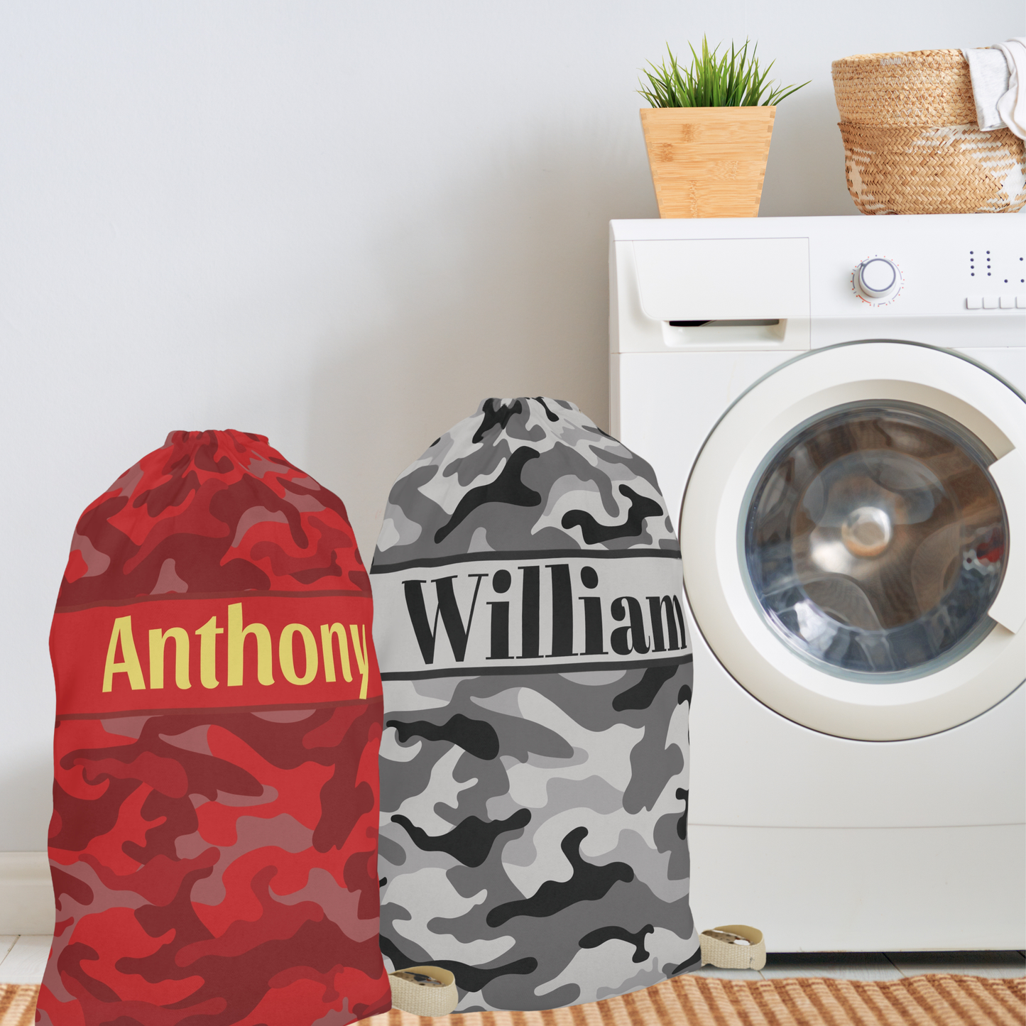 Personalized Camouflage Laundry Bag with Name | Custom Drawstring Laundry Bag for Camp, Dorm & Travel