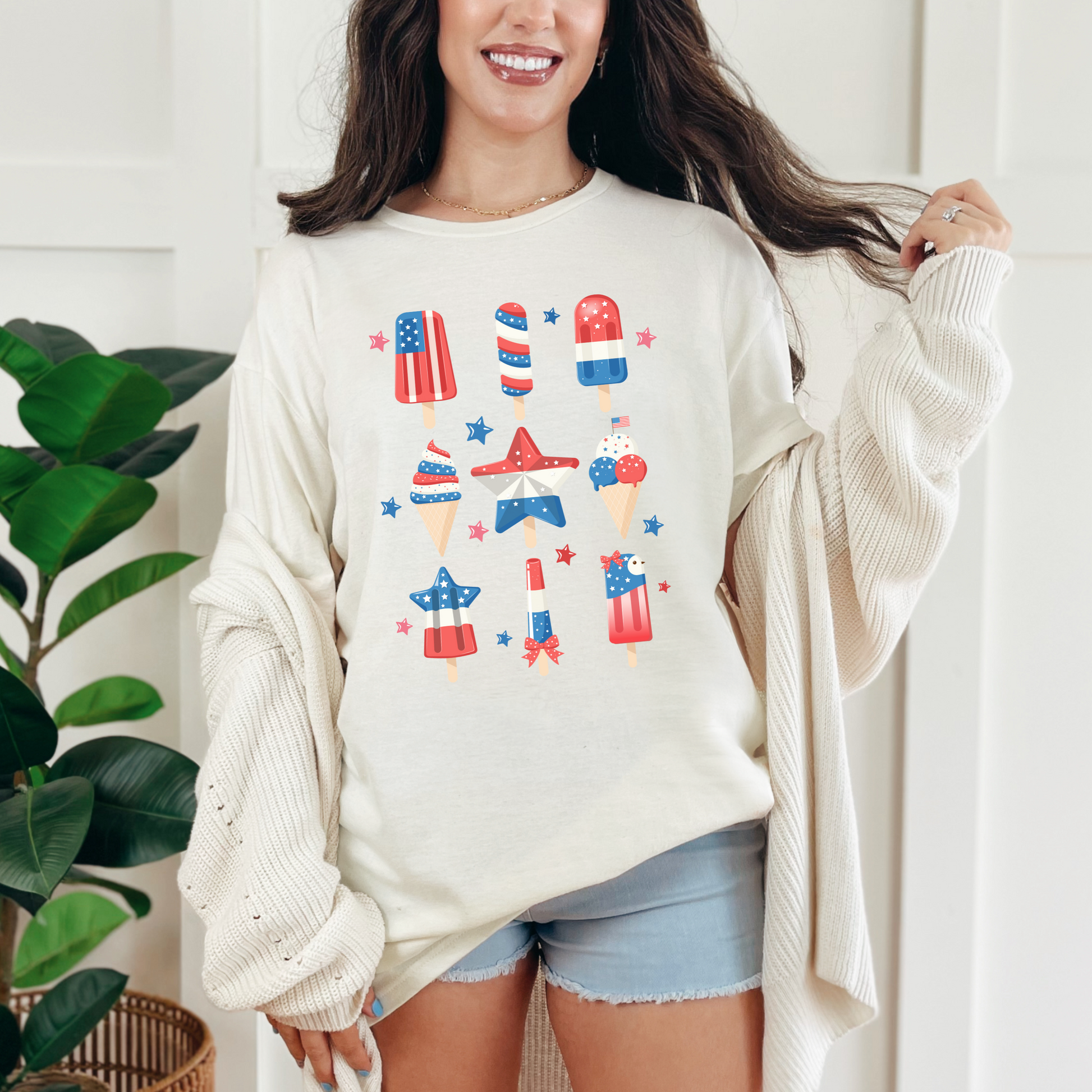 Image: Designed for all body types, this patriotic popsicle shirt comes in sizes XS to 5XL and is perfect for celebrating the 4th of July or Memorial Day. The red white and blue popsicle design gives it a playful edge while the soft cotton fabric keeps it comfy all day. Ideal for family matching outfits or solo patriotic looks, this tee brings a pop of summer charm, by jaecrece.