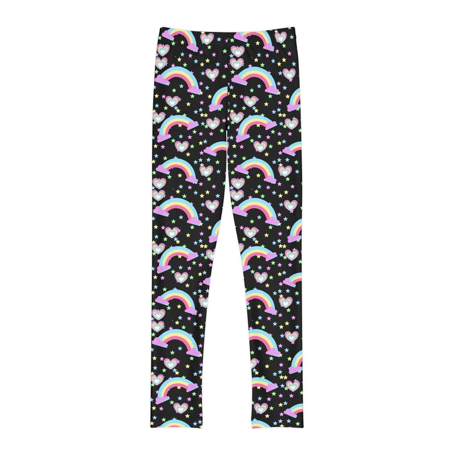 Stars, Hearts and Rainbows Youth Leggings - Black - jaecrece