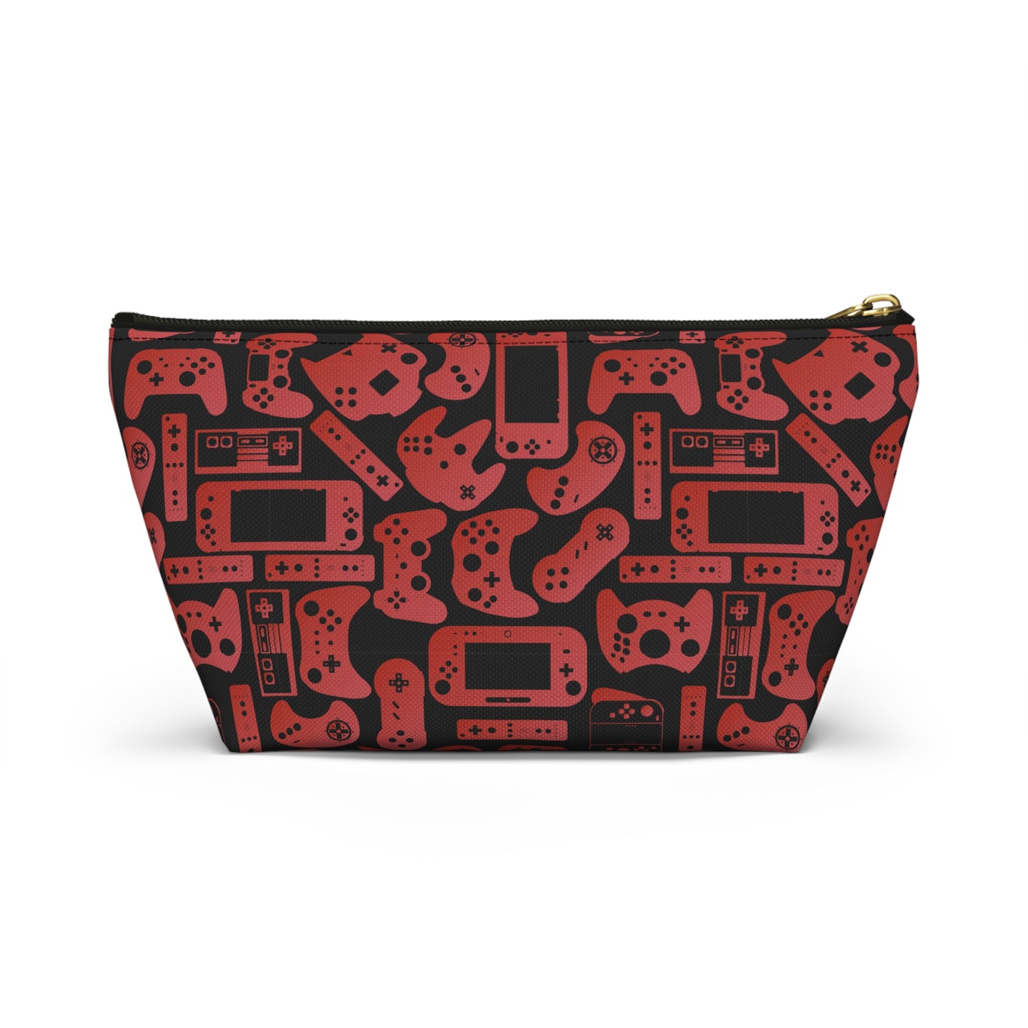 Red & Black Retro Gaming Controllers Accessory Pouch | Personalized Toiletry Bag