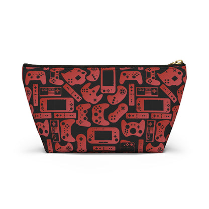 Red & Black Retro Gaming Controllers Accessory Pouch | Personalized Toiletry Bag