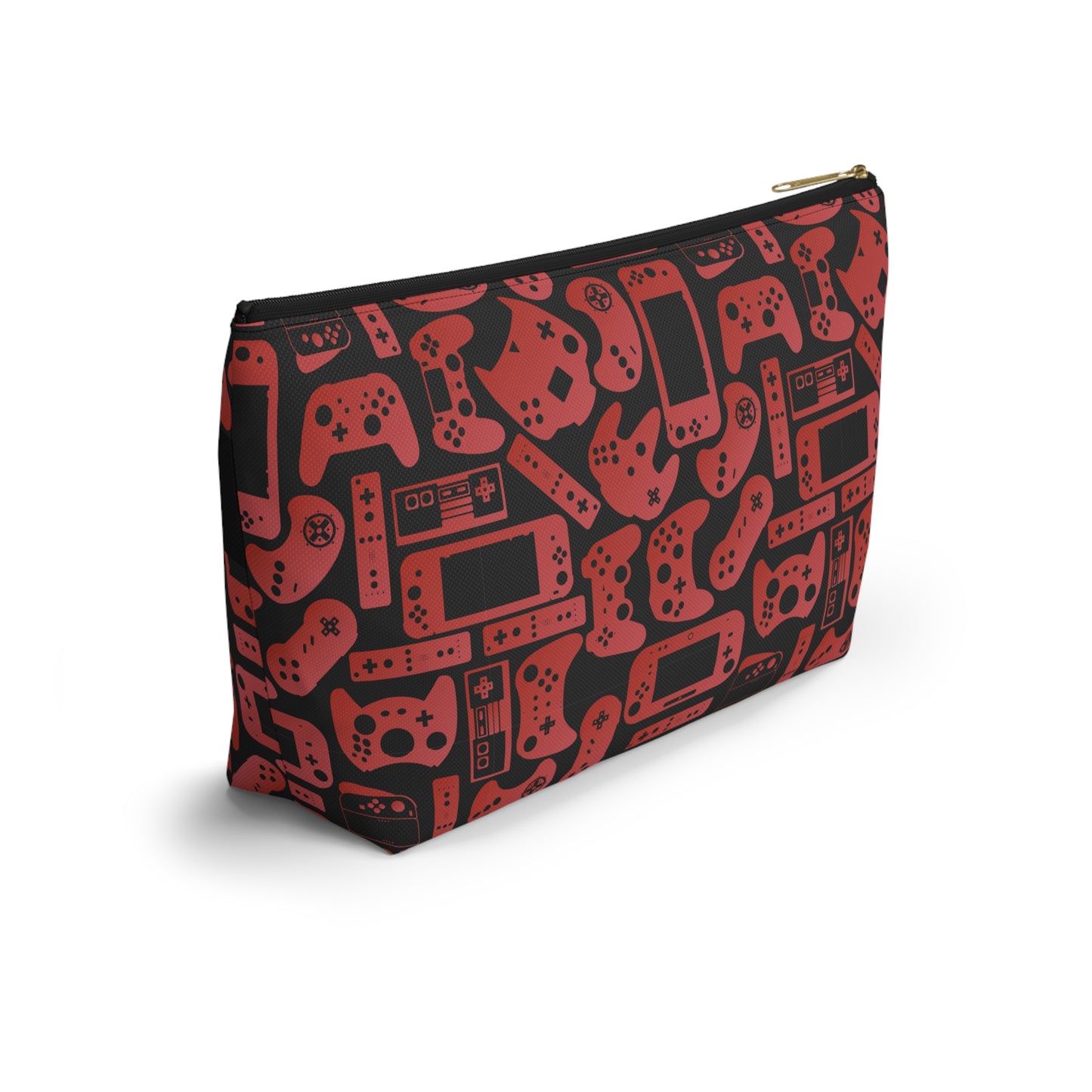 Red & Black Retro Gaming Controllers Accessory Pouch | Personalized Toiletry Bag