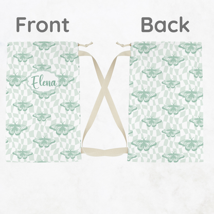 Blue Butterfly Pattern Laundry Bag | Personalized Name Option