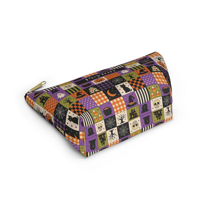 Personalized Halloween Makeup Bag, Vintage Patchwork Toiletry Pouch