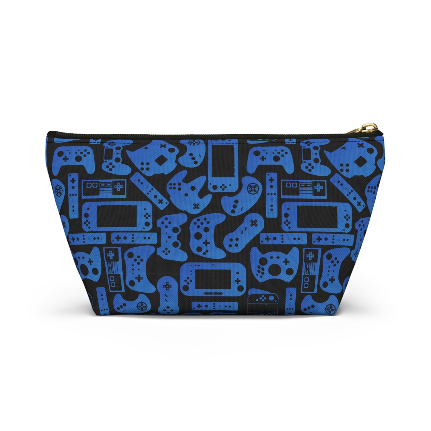 Blue & Black Retro Gaming Controllers Accessory Pouch | Personalized Toiletry Bag
