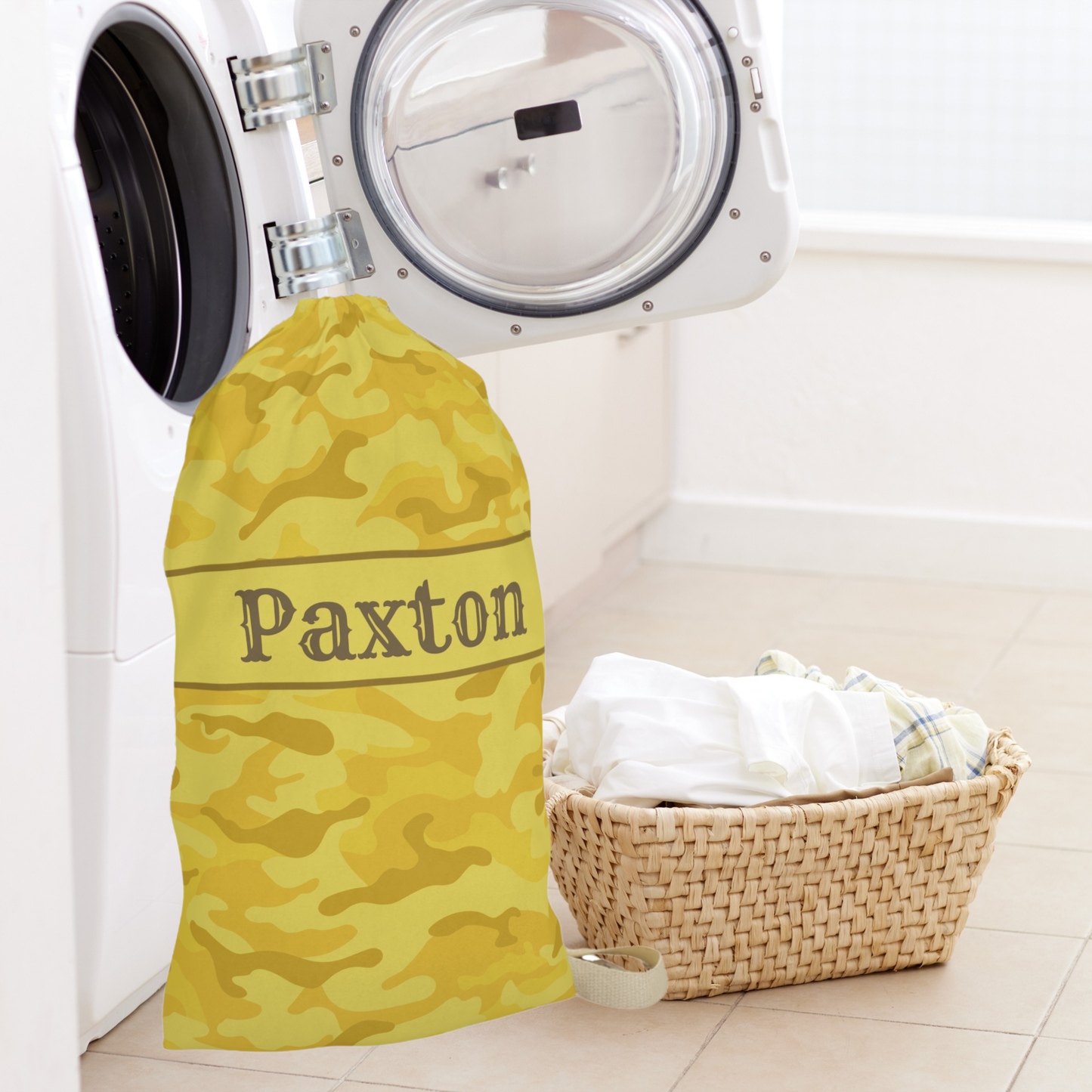 Personalized Camouflage Laundry Bag with Name | Custom Drawstring Laundry Bag for Camp, Dorm & Travel
