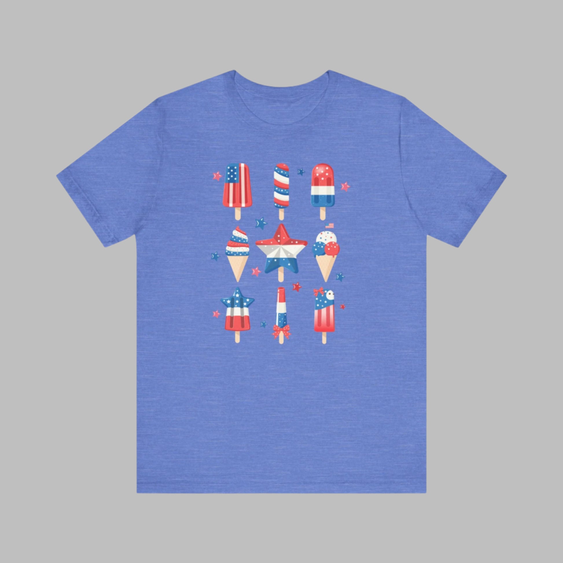 Image: From fireworks to festivals, this red white and blue popsicle shirt is your go to for every patriotic event. Created for adults and available in sizes XS to 5XL, this fun and festive tee celebrates the 4th of July with comfort and flair. Whether you’re honoring Memorial Day or joining a parade, this soft American pride shirt is a summertime staple, by jaecrece.
