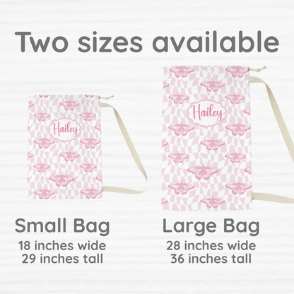 Purple Butterfly Pattern Laundry Bag | Personalized Name Option