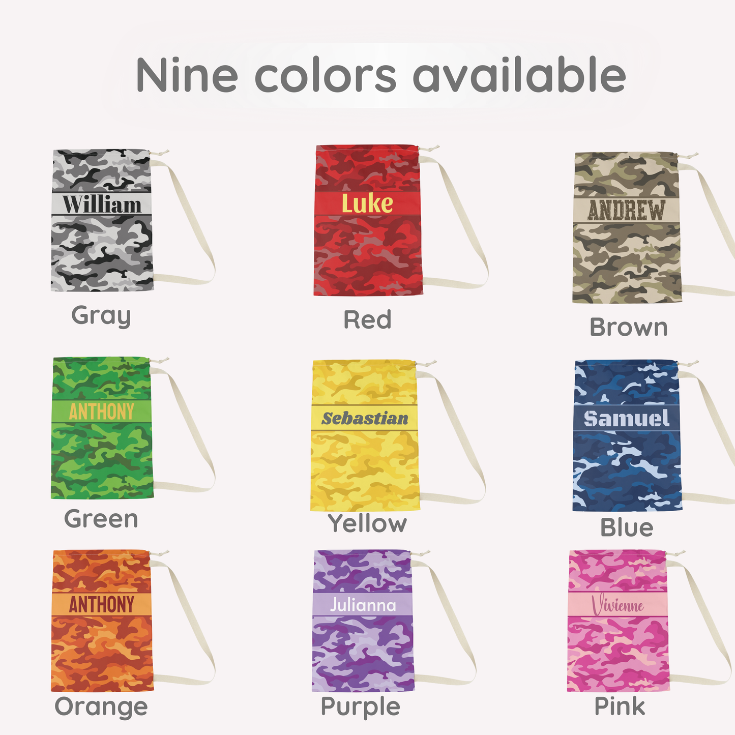 Personalized Camouflage Laundry Bag with Name | Custom Drawstring Laundry Bag for Camp, Dorm & Travel
