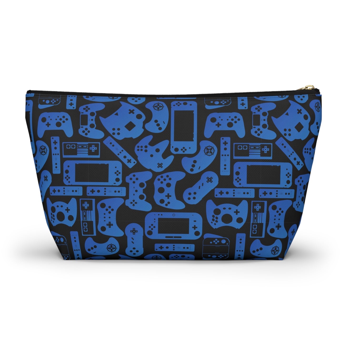 Blue & Black Retro Gaming Controllers Accessory Pouch | Personalized Toiletry Bag