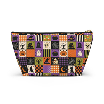 Personalized Halloween Makeup Bag, Vintage Patchwork Toiletry Pouch