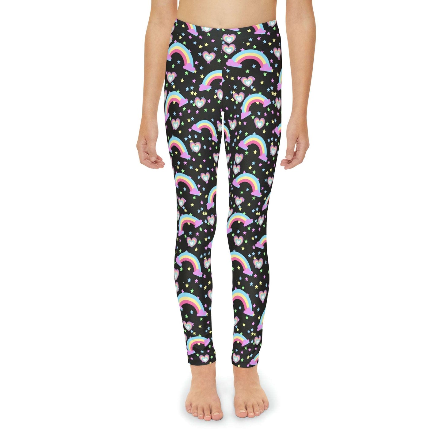 Stars, Hearts and Rainbows Youth Leggings - Black - jaecrece