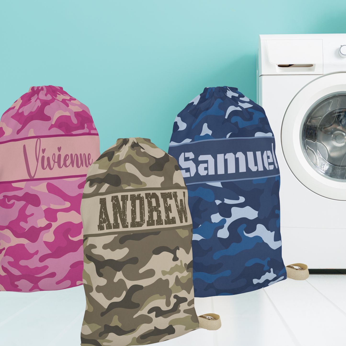 Personalized Camouflage Laundry Bag with Name | Custom Drawstring Laundry Bag for Camp, Dorm & Travel