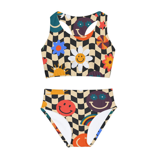 Retro Checkerboard Girls Bikini Set