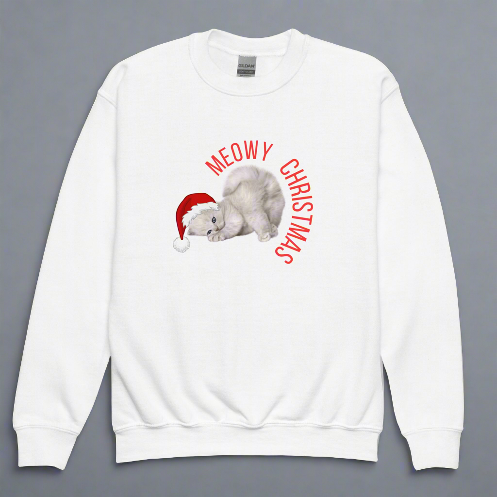 Meowy Christmas Youth Crewneck Sweatshirt